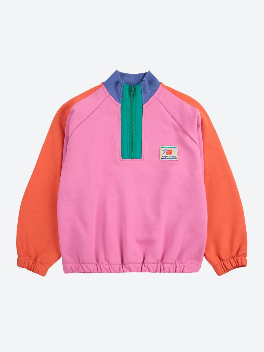 Zipp-Sweater Smiling Color Block, Bobo Choses