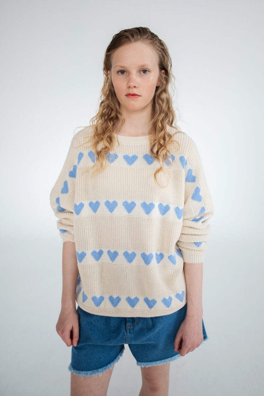 Strickpulli Summer Day Blue Hearts, Repose AMS