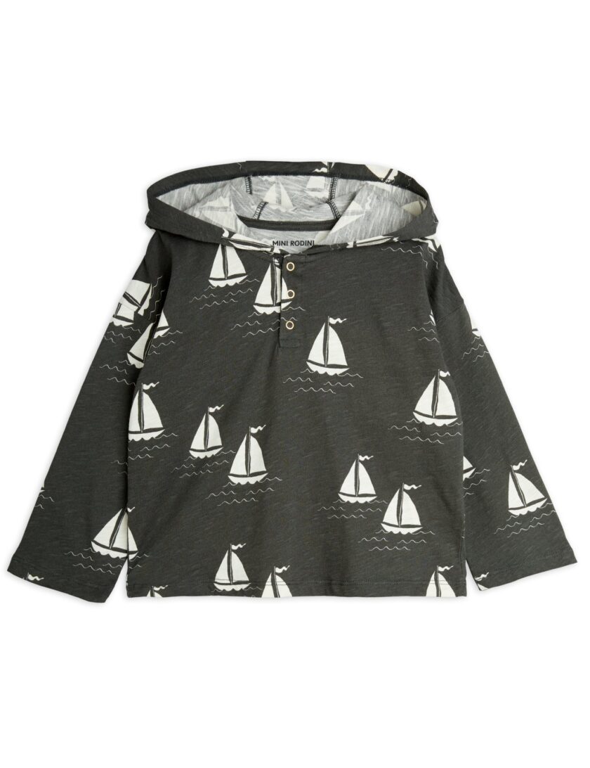 Hoodie Sailing Boats Grey, Mini Rodini