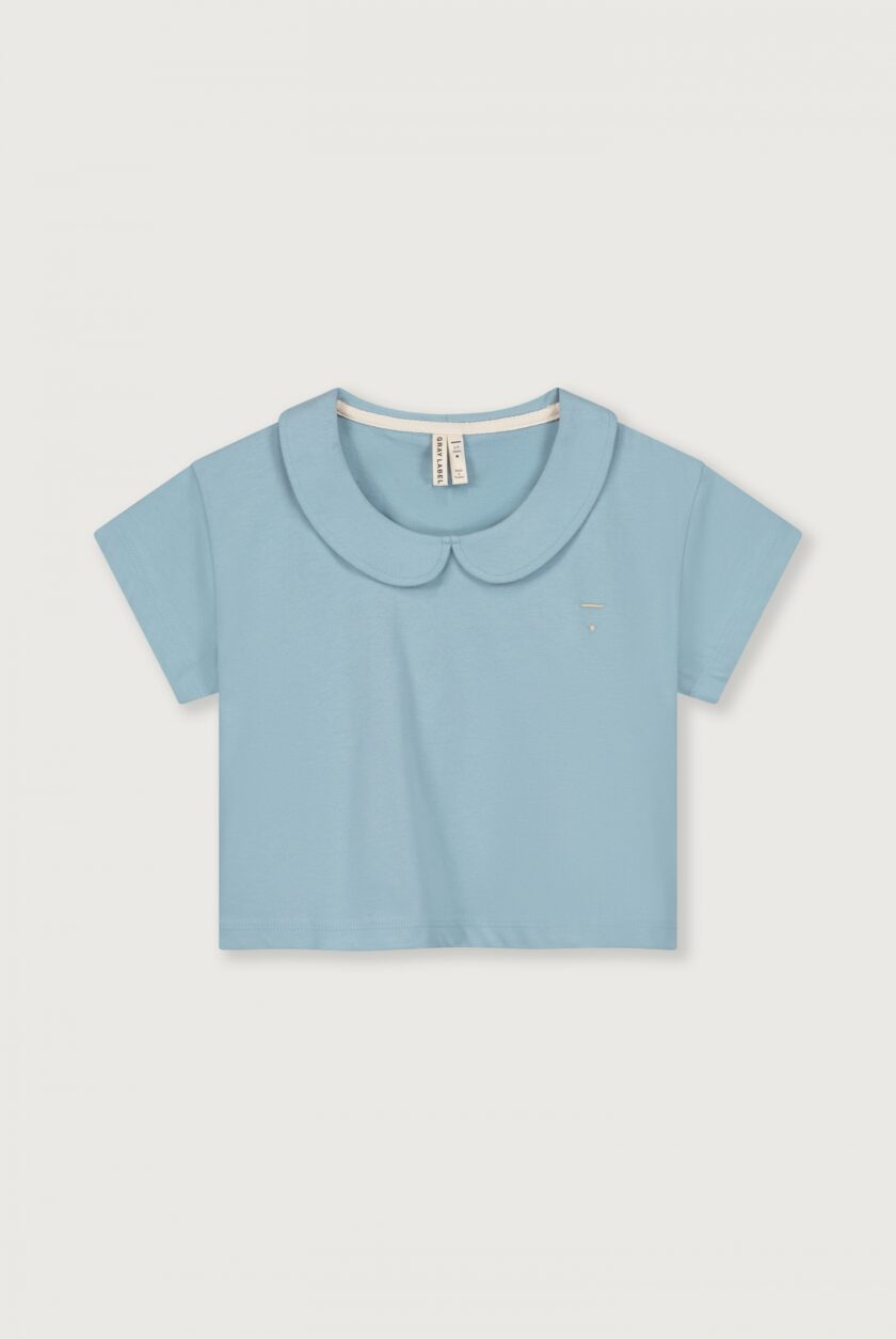 T-Shirt Boxy Collar Sky, Gray Label