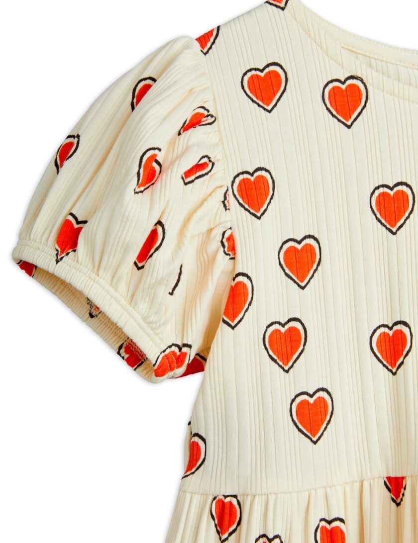 Kleid Outlined Hearts AOP Offwhite, Mini Rodini – Bild 2
